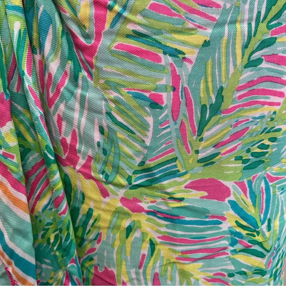 Lilly Pulitzer Murfee Tropical Storm Scarf with Hot Pink Fringe - Rare 2015 - Picture 3 of 11